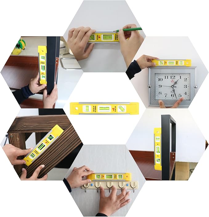 DOWELL 9 Inch Magnetic Box Level Torpedo Level(2PCS),3 Different Bubbles/45°/90°/180°Measuring Shock Resistant Torpedo Level