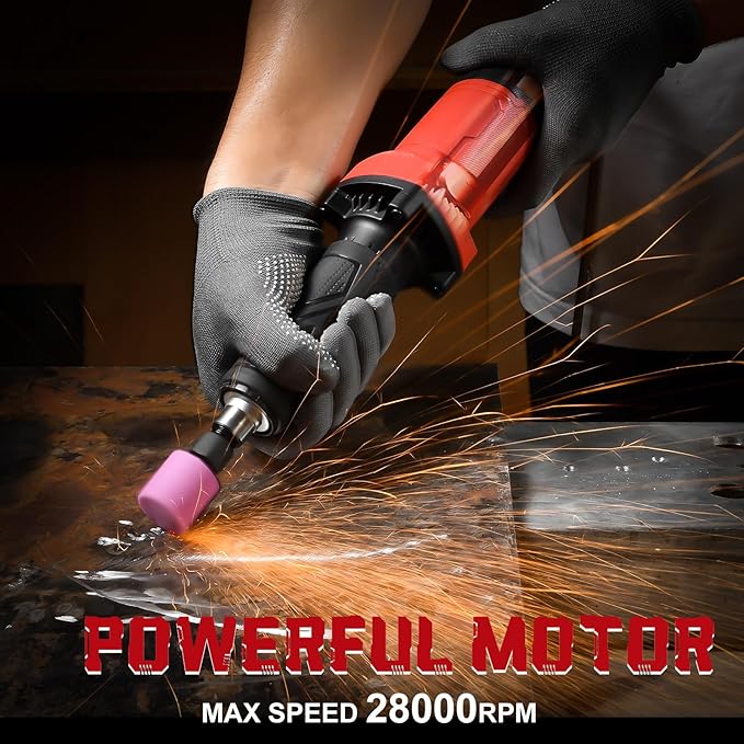 AOBEN Electric Die Grinder 1/4" Collet, 28000 RPM Power Straight Grinder Tool, Heavy Duty Metal Grinding, Polishing, Deburring & Welding Repair, Ergonomic Grip