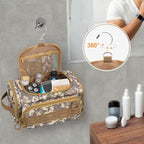 Tactical Toiletry Bag for Men, Hanging Hygiene Bag, Travel Dopp Kit Organizer for Shaving, Shower Essentials and Toiletries, Desert Yellow (Empty Bag)