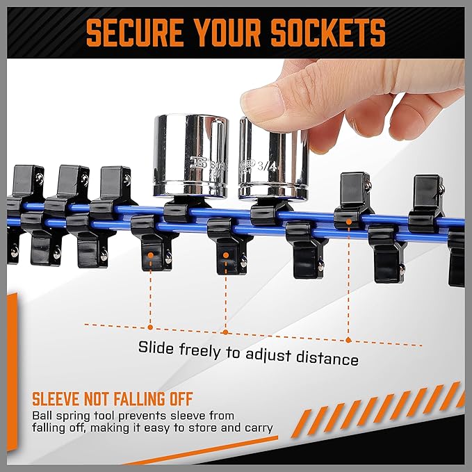 HORUSDY 6Pcs Double Sided Socket Organizer, 1/4-Inch, 3/8-Inch, 1/2-Inch, Premium Quality Socket Holders (6Pcs Double Sided Socket Organizer)