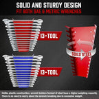 ALOANES 78-Slot Metal Wrench Organizer, Heavy Duty Wrench Organizer Tray for Tool Box, Professional Fit SAE & Metric Wrench Storage, 6 Pack Wrench Holders(Red&Blue)