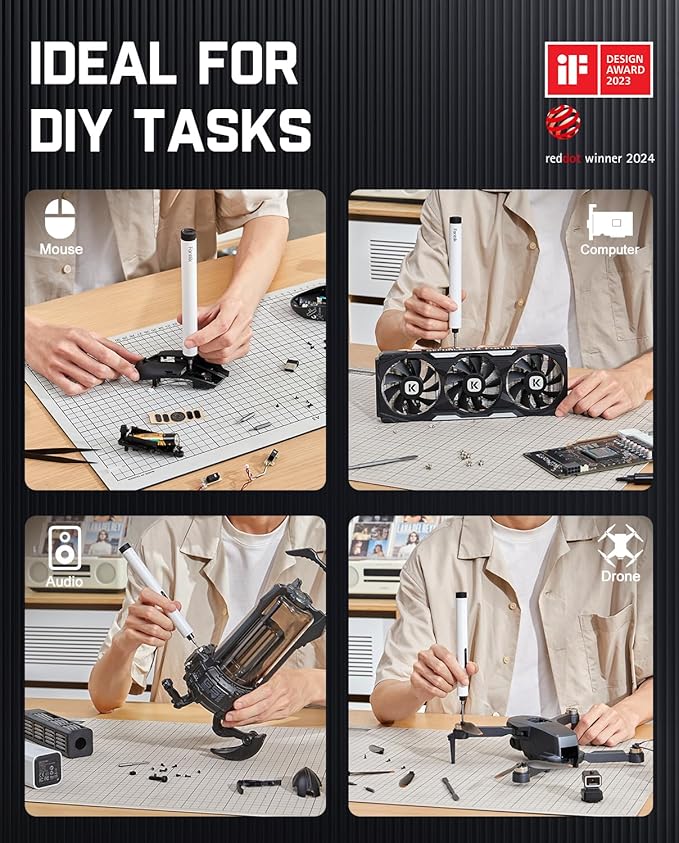 Fanttik E1 Max Electric Screwdriver, Mini Precision Screwdriver Set, 50 Magnetic Bits, Magnetic Storage, 5/32‘’Hex, Repair Tool Kit for Electronics Phone Camera Laptop Watch (White)