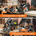 Circular Saw, 5.8A 4-1/2" Circular Saw w/Laser, Metal Auxiliary Handle, 6 Blades (4½", 4¾"), Cutting Depth 1-11/16" (90°), 1-3/8" (45°), Ideal for Wood, Soft Metal, Plastic, Tile - MCS01A