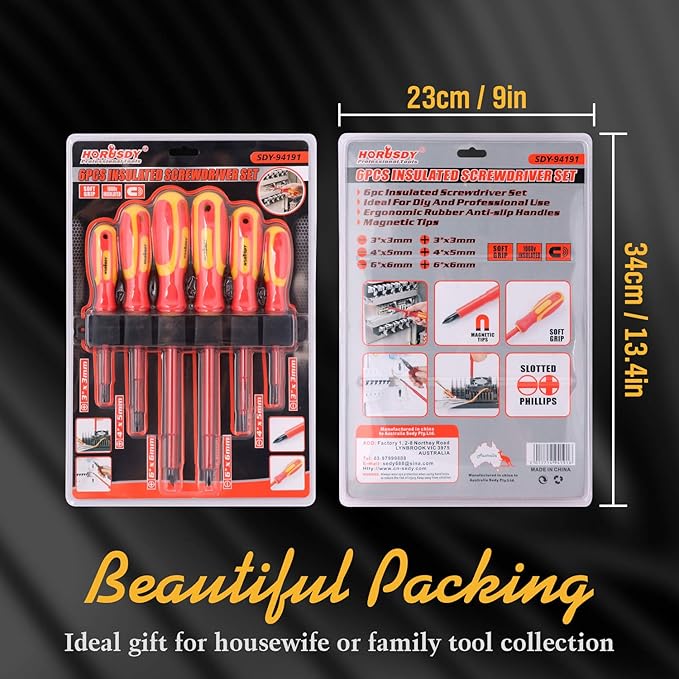 HORUSDY 6-Piece 1000v Insulated Screwdriver Set, Magnetic Tip Electrician screwdriver Set (Insulated Screwdriver Set)