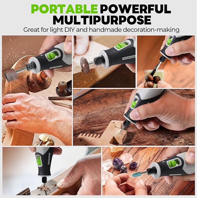 PHALANX Rotary Tool - 4V Cordless Rotary Tool Kit Accessories 80 PCS 2500mAh Li-Ion Battery, Preset 5 Speed Adjustment Grinder Tool for Cutting Sanding Carving Polishing Engraver DIY Crafts