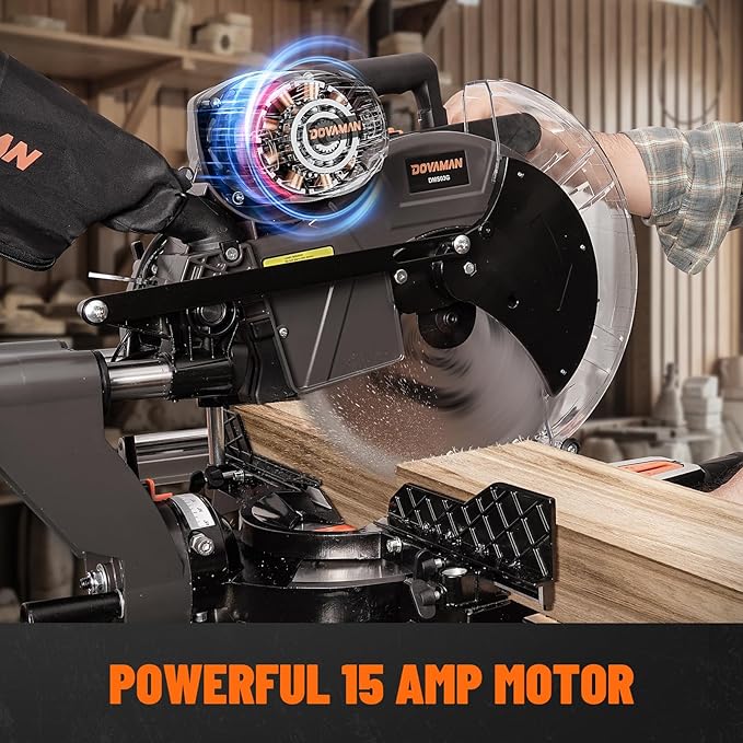 12-Inch Dual-Bevel Miter Saw, Compound Sliding Miter Saw, Ambidextrous Operation, 3800RPM, 4.2 x 13in Cutting Capacity, Laser Guide, 0-45° Bevel & Miter Cut, 9 Positive Stops, 15-Amp Corded