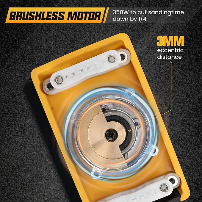 350W 3A Electric Sheet Random Orbital Sander with Pluggable Wire,Central Vacuum, Sanders for Woodworking, Primary Wood and Panel Processing,3MM