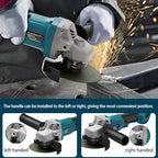 Angle Grinder, 4inch Cordless Angle Grinder, 18V/21V Grinder with 9 Grinding Wheels, 12000RMP Power Grinder Compatible with Makita Battery, Cutting/Deburring Grinder Tool (Battery sold Separately)