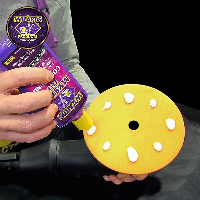 Wizards 11204 Yellow Foam Cut Buffing Pad – Polishing Pad for Orbital Buffer – Auto Paint Correction – Vehicle Detailing DA Attachment – Compound Tool for Car Scratches and Repairs - 8.5 x 1.25 Inch