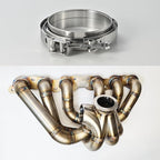 Quick Release Stainless Steel V Band Clamp with Male Female V Band Flange Kit for Exhaust, Turbocharger, Turbo or Downpipe, Sold In 1 Piece (5.0‘’)