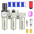 TAILONZ PNEUMATIC 3/4 Inch NPT Industrial Grade Three Stage Air Drying System, Coalescing Filter, 0-240PSI Desiccant Dryer and Air Regulator (Manual Drainage)