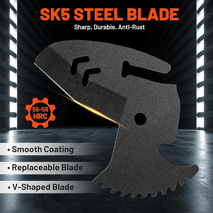 ValueMax PVC Pipe Cutter, Cuts up to 1-1/4", SK5 Blade PVC Cutter Tool, Ratcheting PVC Cutter, Pipe Cutter for PVC, PEX, PPR, Plastic Pipes