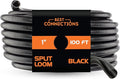 BEST CONNECTIONS (1" x 100 ft) Split Wire Loom Flex-Guard Convoluted Tubing Protective Split Cable Sleeves for Automotive Home Industrial Electrical Wires Chemical Resistant Conduit Black