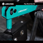 Libraton Rivet Gun Kit, Pop Rivet Gun, Heavy Duty Rivet Tool, Professional Hand Riveter, Manual Riveting Tool with 120 Blind Rivets, 4 HSS Drill Bits, 4 Tool-free Interchangeable Heads