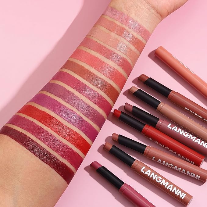 Jolilab 8 Pcs Velvet Matte Lipstick Nude Matte Soft Dark Color Stick Waterproof Long-Lasting Non-Stick Cup High Pigmented Lip Stick Lip Balm Beauty Cosmetics Gift for Girls（01-06+11+12
