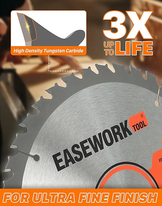 EASEWORK 7-1/4 Inch Circular Saw Blade, 60T, 5/8" Arbor, ATB TCT, 3-Pack, Ultra-Fine Finishing for Softwood & Hardwood Crosscutting, Fits DEWALT DCS570B, DCS577B, DWA171460, Diablo D0760A