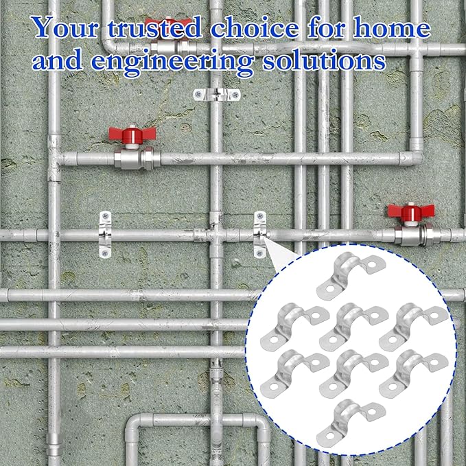 500 PCS 1/2 Inch Stainless Steel Rigid Pipe Strap, M12 Conduit Clamps, U Bracket Mounting Clamps with Two Hole, U Tube Pipe Clamp for Chemical Industry, Commercial