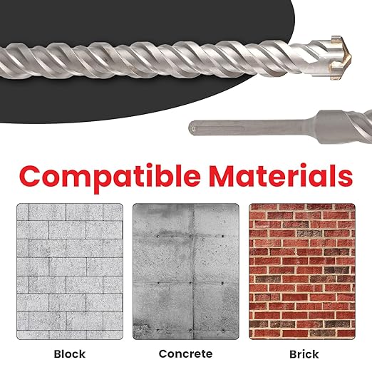 1-1/8" X 24 in SDS MAX Bits - Rotary Hammer Drill Bits, Carbide Masonry Drill Bits for Concrete, Stone and Brick, SDS MAX Hammer Double Flute