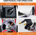 Albott 100 FT x 3/8 inch Electric Drain Cleaner Machine with Auto-Feed & 9 Cutters, Sewer Snake Auger for 1–4 Inch Pipes, Foot Switch & Wheels, Ideal for Home & Commercial Use, Grey/Red