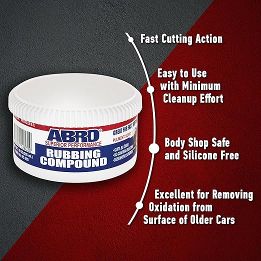 ABRO Superior Performance Rubbing Compound, 10 oz., Buffing Compound for Oxidized Finishes, Smooth, Reflect, Clean