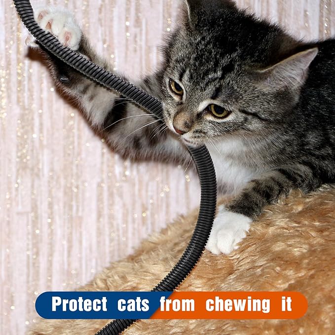 Sasylvia 1/4, 3/8, 1/2, 3/4'' X 25 ft Split Wire Loom Cord Protector Tubing Split Conduit Protector Tubing Convoluted Tube Flexible Electrical Wire Cover Protective Sleeves(Black)