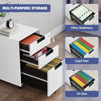 Rolling File Cabinet with Lock, 3 Drawer Metal Mobile Filing Cabinet for Legal/Letter Size, Fully Assembled Except Casters