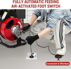 Auto Feed 75 FT x 1/2 Inch Drain Cleaner Machine with 370W Motor, Portable Sewer Snake Auger with 8 Cutters & Air-activated Foot Switch, Fits 1" to 4" Pipes, Black & Red