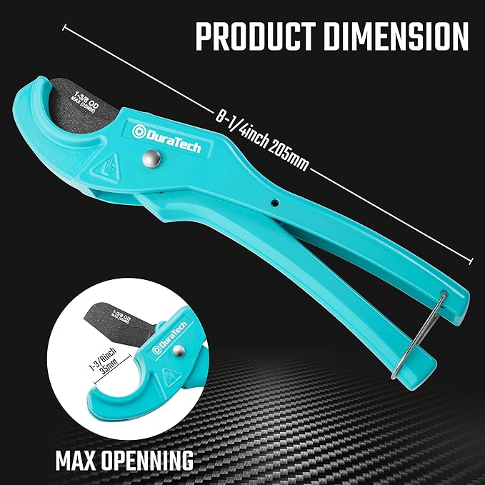 DURATECH PEX Pipe Cutter, Tubing Cutter for 1/8"-1" PEX and Rubber Hoses(NOT for PVC Pipe), with PTFE-Coated Sharp Blade, Suitable for Home and Plumbing Repairs