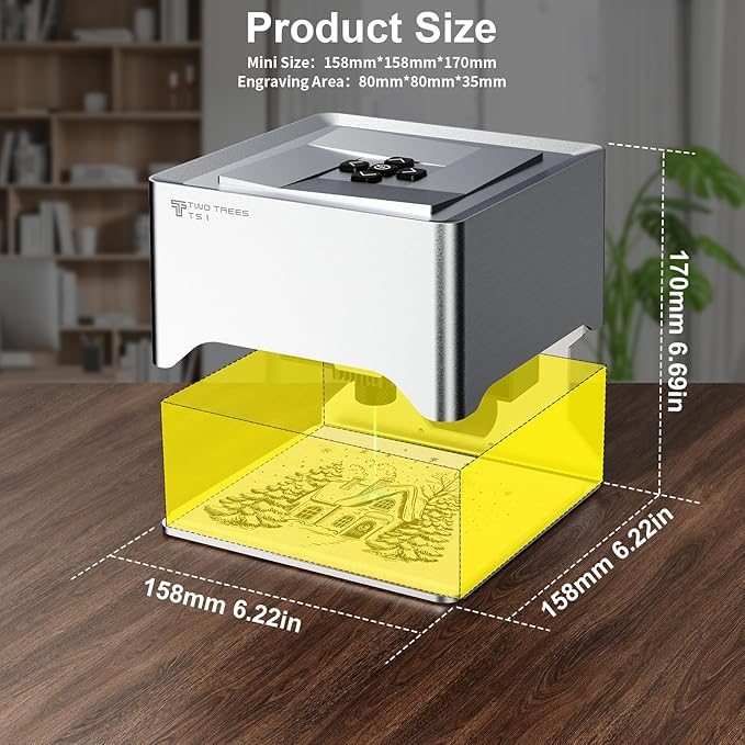 Laser Engraver Machine TS1, 3W Mini Laser Engraving Machine for Wood Leather Acrylic, LightBurn Compatible, Precision DIY Engraving Tool for Home