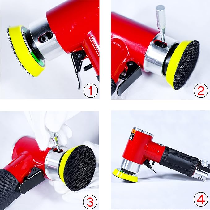 1" 2" 3" Mini Orbital Sander, Pneumatic Sander Random Orbital Eccentric Dual Action Polisher for Auto Body Work, High Speed Air Powered Sanders & Mini Air Polisher Kit