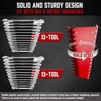 ALOANES 104-Slot Metal Wrench Organizer, Heavy Duty Wrench Organizer Tray for Tool Box, Fit SAE & Metric Wrench Storage, 8 Pack Wrench Holders(Black)