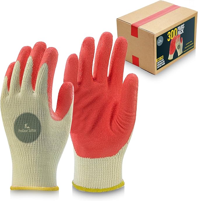 Red Palm Latex-Coated Work Gloves - Cotton/Polyester Shell - Korean Craftsmanship