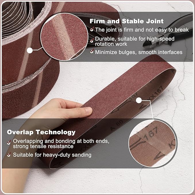 HARFINGTON 4 x 36 Inch Sanding Belts, 15 Pcs 120 Grits Aluminum Oxide Belt Sander Abrasive File Belt for Woodworking, Metal Polishing, Knife Sharpener