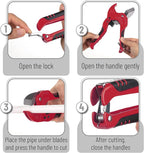 Bates- PVC Pipe Cutter, Cuts up to 1-1/4", Red Ratcheting PVC Pipe Cutter Tool, Pipe Cutters PVC Pipe Shears, Plastic Pipe Cutter, PEX Pipe Cutter, PVC Cutter Tool, PVC Ratchet Cutter
