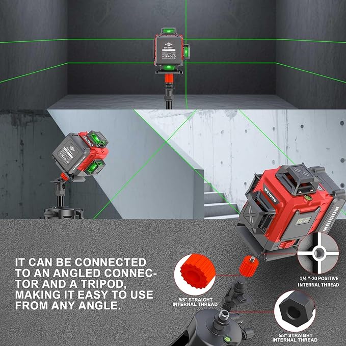 360° Laser Level with Tripod, 4D 16 Lines Green Laser Level, Self-Leveling Tool for Construction and Renovation, Complete Kit with Accessories