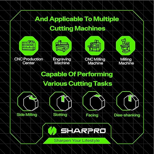 SHAPPRO 1/4 Inch Shank Carbide Square End Mill, 4 Flute CNC Milling Bits, Heat-Resistant Metal Cutting Bits Suitable Alloy Steel, Stainless Steel, Various Cast Iron（5PCS）