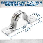 OHLECTRIC Heavy Duty Pipe Strap (20 Pack - 1¼ Inch) Zinc Plated Conduit Clamps, 2 Hole Steel Rigid Pipe Strap U Bracket, Zinc Coated Tension Tube Clip, Metal Pipe Clamp for Rigid Conduits