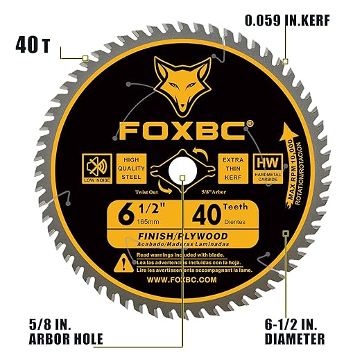 FOXBC 6-1/2 inch Circular Saw Blade 24T 40T 60T Combo Pack, Ultra Fine Finish for Wood Cutting, Thin-Kerf with 5/8" Arbor