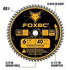 FOXBC 6-1/2 inch Circular Saw Blade 40T 60T Combo Pack, Ultra Fine Finish for Wood Cutting, Thin-Kerf with 5/8" Arbor
