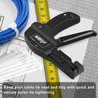 Zhushan Fastening Tie Wrap Gun with Adjustable Tension and Built-In Flush Cutter for 0.09-0.19 inch Nylon Cable Tie Tightening - Professional Grade Cable Zip Tie Tool