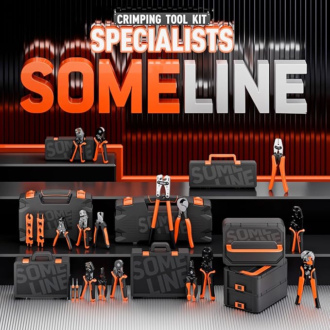 SOMELINE Ferrule Crimping Tool Kit, 36 Sizes Ferrules, AWG 24-8 Ferrule Crimper, with Square Crimping Pliers and Automatic Wire Stripper, Ferrule Terminal Assortment Kit (Stackable Tool Box)
