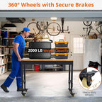 Work Bench 48" Adjustable Height, Heavy-Duty Portable Workbench with Power Outlets for Garage & Workshop, 2000 LBS Load Capacity, Work Table for Office, Home, Easy Assembly