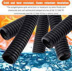 Sasylvia 1/2" X 500 ft Split Wire Loom Cord Protector Tubing Split Conduit Protector Tubing Convoluted Tube Flexible Electrical Wire Cover Protective Sleeves(Black)