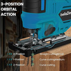 Cordless Jigsaw with LED Work Light, 0°- 45° Bevel Cuts, 3 Orbital Settings for Straight/Curve/Bevel/Circle Cutting (Compatible with Makita 18V Battery)