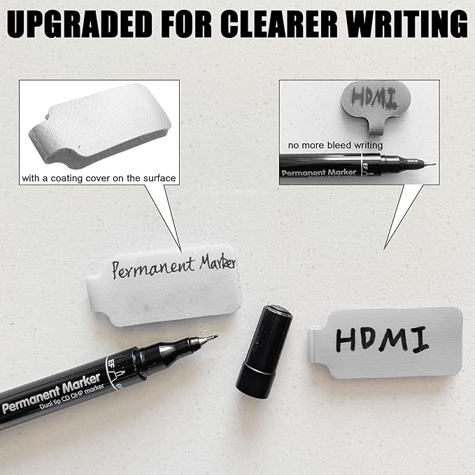 Mr-Label – 40 Pcs 0.78" x 3.54" Hook and Loop Cable Labels –Cord Tags – Upgraded Writable Cable Wraps for Clear Writing - Writable Wire Labels for Cable Management | Electronics Computers (White)