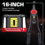 16" Rivet Nut Tool Kit with 15 Metric & SAE Mandrels and 170pcs Rivet Nuts,Visible Stroke, Quick-Change Rivet Nut Tool with Carrying Case (16" Rivet Nut Tool Kit)