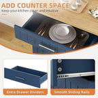 Shintenchi Kitchen Island cart with Storage, Portable Bar Cabinet on Wheels, Rolling Microwave Cart Side Table with Workstation for Kitchen, Dinning Room, Blue