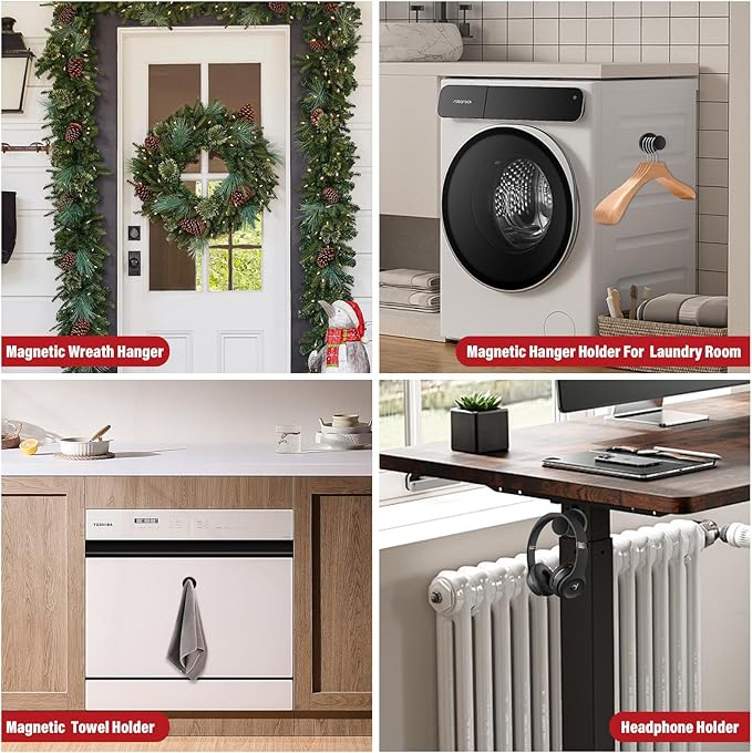 Heavy Duty 150Lb Magnet Hooks - Black, Strong, 6Pcs - Ideal for Cruise, Garage, Hanging, Grill