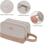 WANDF Travel Toiletry Bag for Men Large Toiletries Shaving Bag Water Resistant Hanging Dopp Kit Travel Accessories Bag for Women Men (Beige Gray)