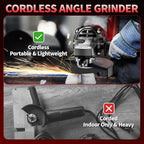 Cordless Angle Grinder Kit, 4-1/2" Power Angle Grinders with 2 * 4.0Ah Battery & 12000RPM Brushless Motor, Metal Grinder with Cutting Wheels, Electric Grinder Tool Set for Cutting, Grinding